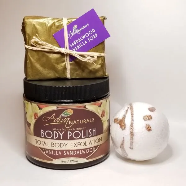 Luxurious Bath Set: Body Polish, Bath Bomb & Soap - Vanilla Sandalwood 💎Luxe