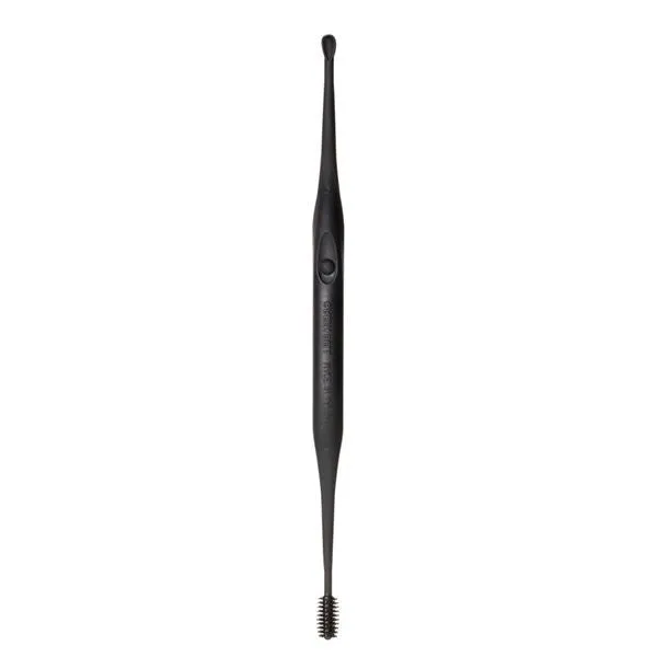 Made in Japan, Green Bell is a spoon-like two-way ear picker. Black G-2174. Clean and refreshing. Rotating silicone brush head ear pick.