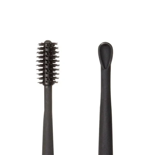 Made in Japan, Green Bell is a spoon-like two-way ear picker. Black G-2174. Clean and refreshing. Rotating silicone brush head ear pick.