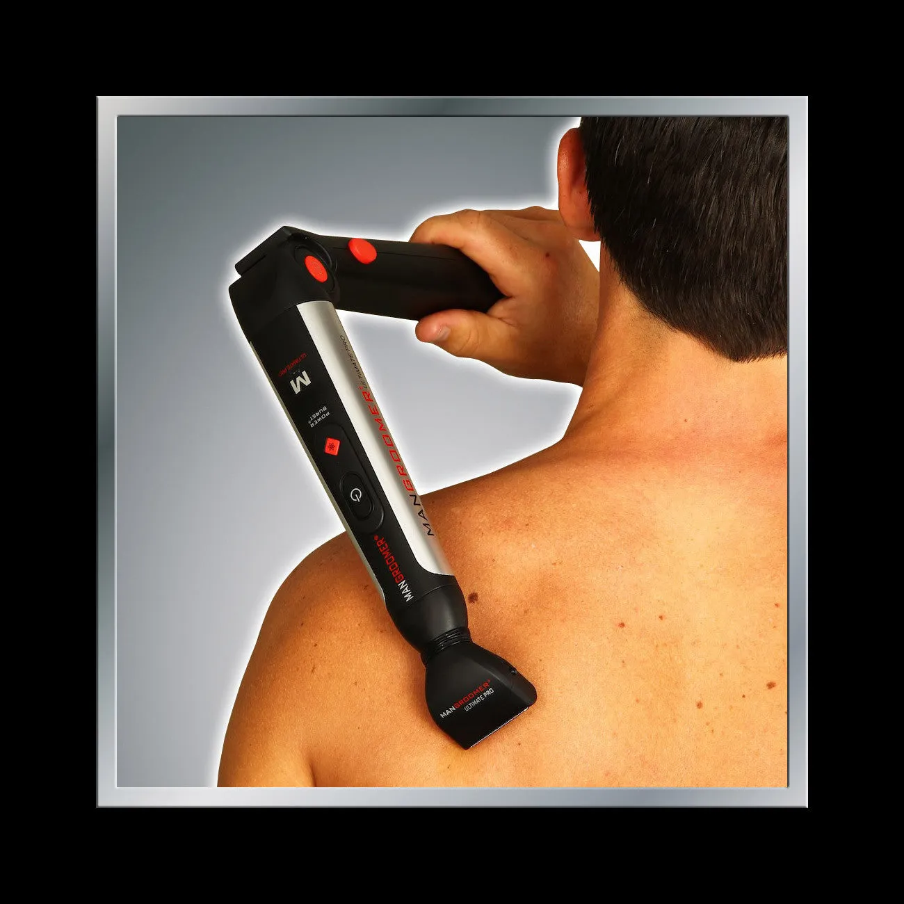 MANGROOMER - ULTIMATE PRO Back Shaver with 2 Shock Absorber Flex Heads, Power Hinge, Extreme Reach Handle and Power Burst