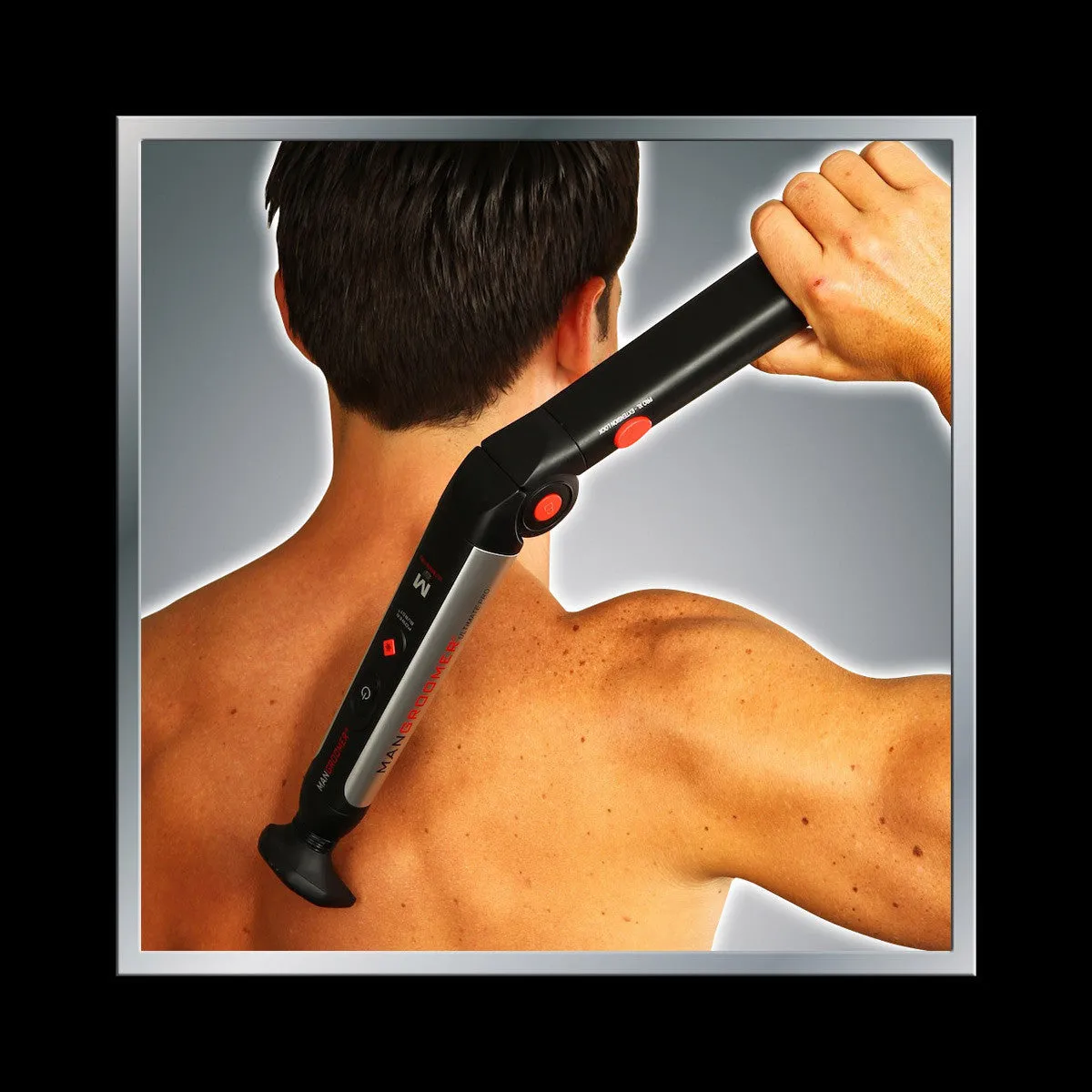 MANGROOMER - ULTIMATE PRO Back Shaver with 2 Shock Absorber Flex Heads, Power Hinge, Extreme Reach Handle and Power Burst