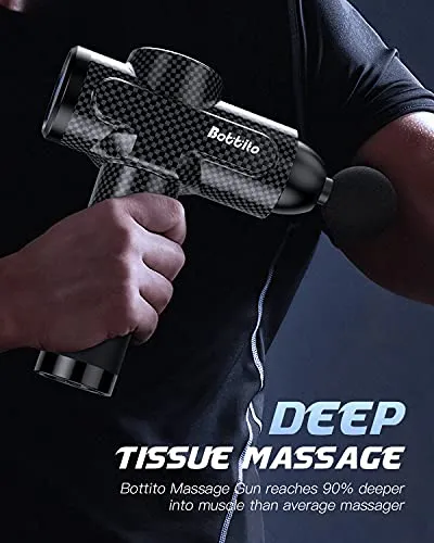 Massage Gun Deep Tissue Percussion Muscle Massage for Athletes - 20 Speeds Quiet Handheld Massager for Muscle Deep Relaxation - 6 Different Massage Heads