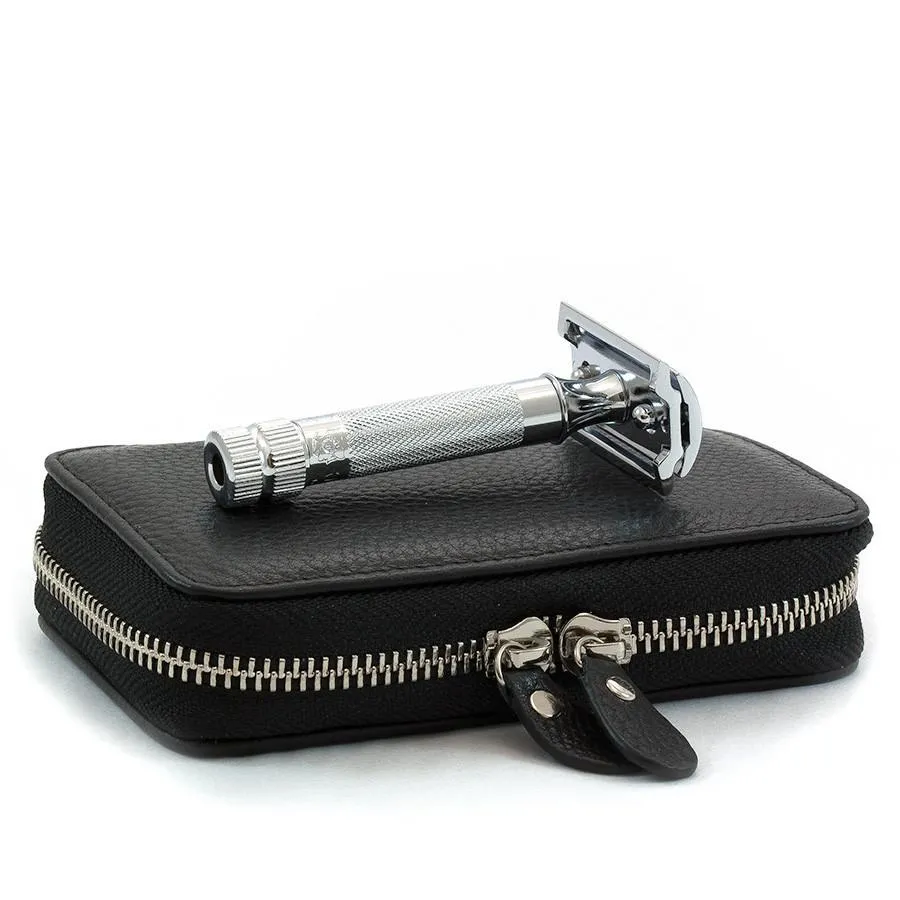 Merkur Safety Razor Set with Pebbled Leather Case, Save $10