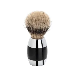 Merkur - Silver Tip Badger Hair Shaving Brush, Bright Chrome / Black