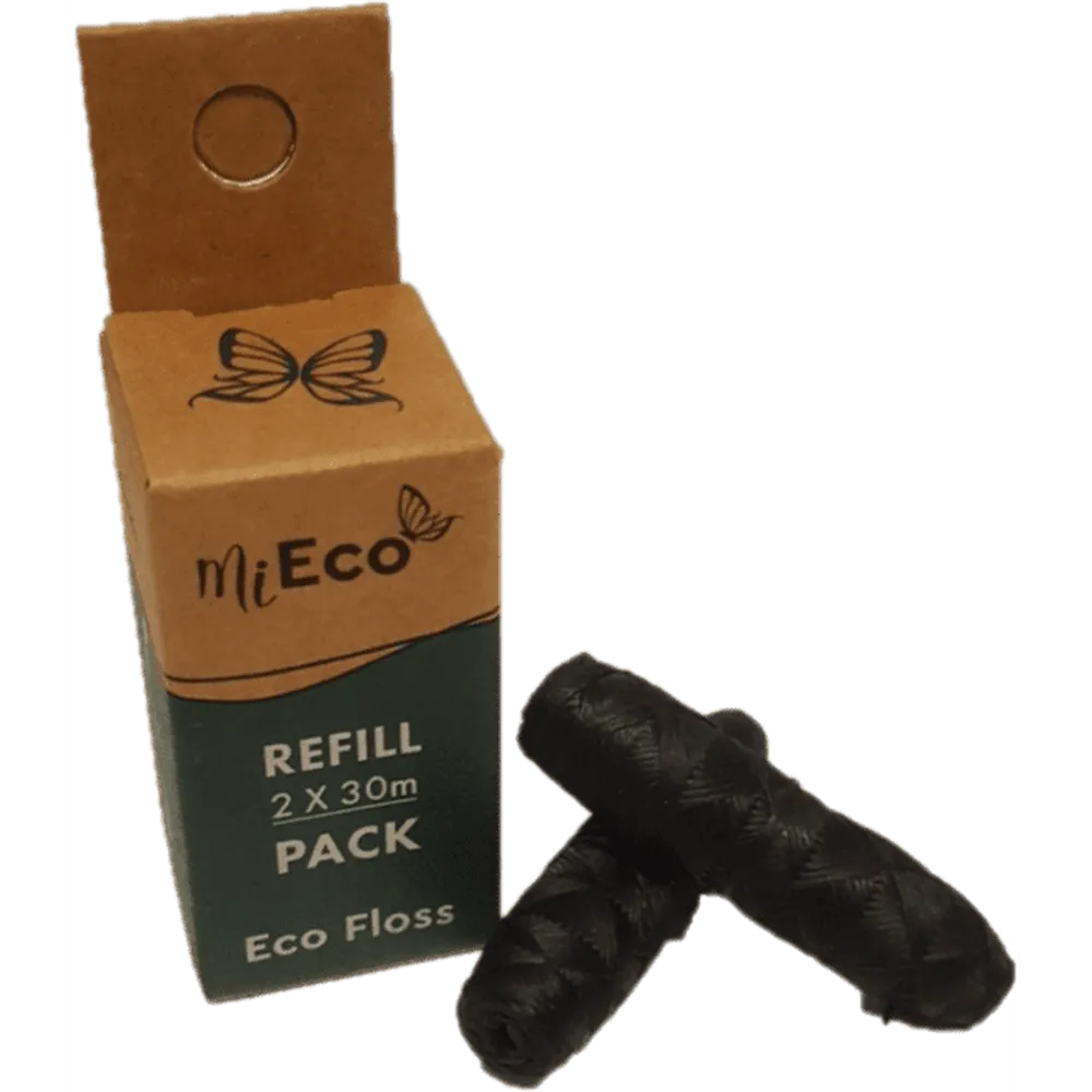MiEco Bamboo Charcoal Dental Floss Refills - 2 pack