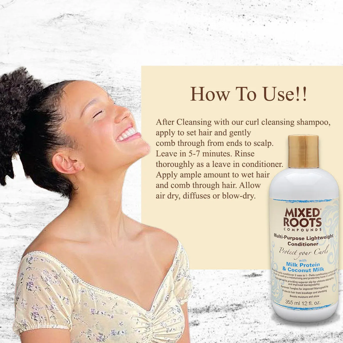 Mixed Roots Compounds Lightweight Conditioner Milk Protein & Coconut Milk 355ml