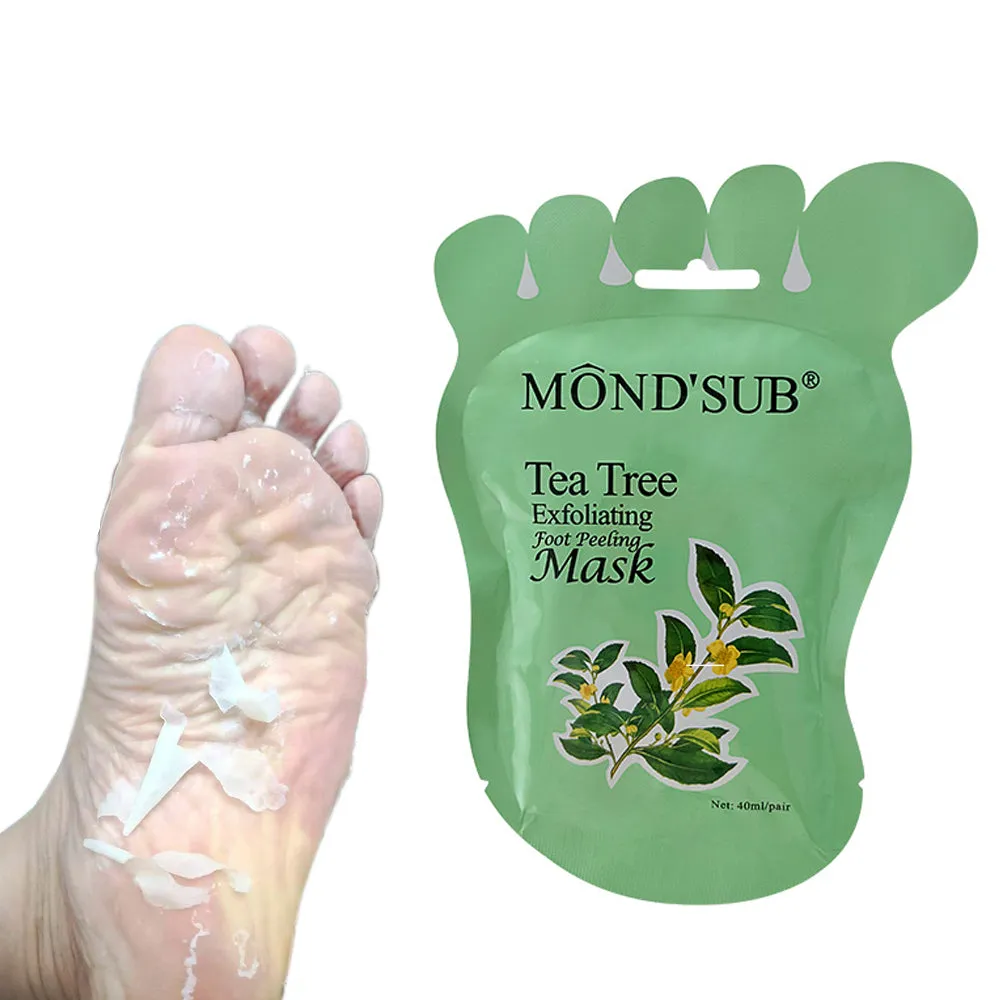 MOND'SUB  4PIECES Tea Tree Peel Foot Mask, Exfoliating, Removing Dead Skin, Moisturizing Heels, Rich In Tea Tree Essence, Pure Natural Extract.
