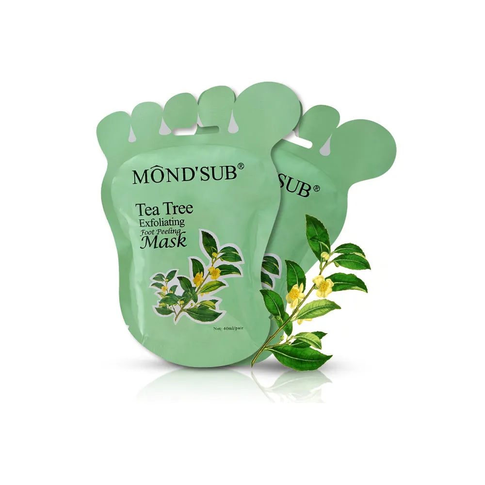 MOND'SUB  4PIECES Tea Tree Peel Foot Mask, Exfoliating, Removing Dead Skin, Moisturizing Heels, Rich In Tea Tree Essence, Pure Natural Extract.