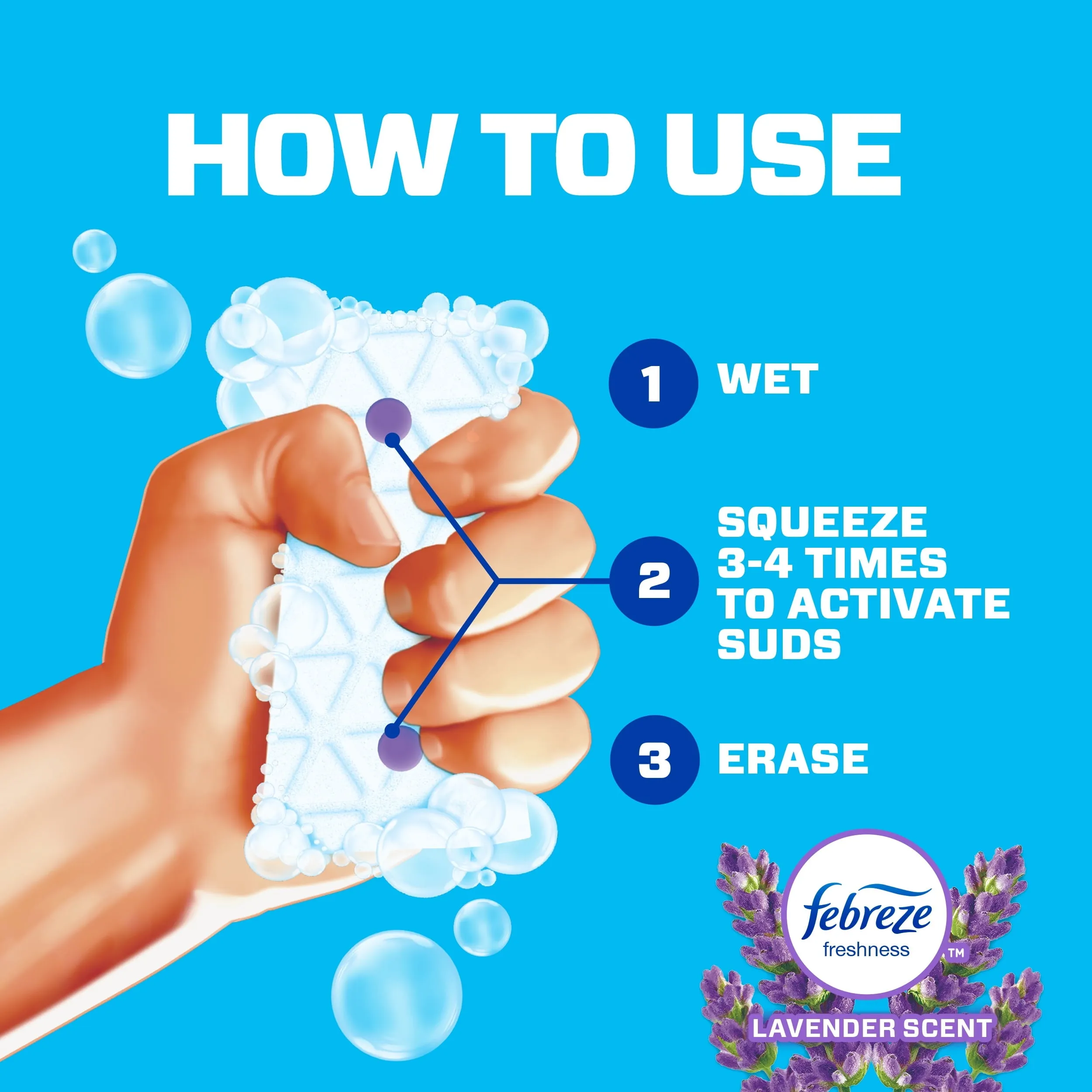 Mr. Clean Magic Eraser Bath with Febreze Lavender Scent, Cleaning Pads with Dura-Foam, 7 count