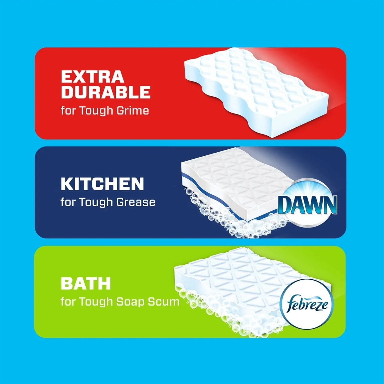 Mr. Clean Magic Eraser Sponge Variety Pack, 4 Durable, 3 Kitchen, 4 Bath