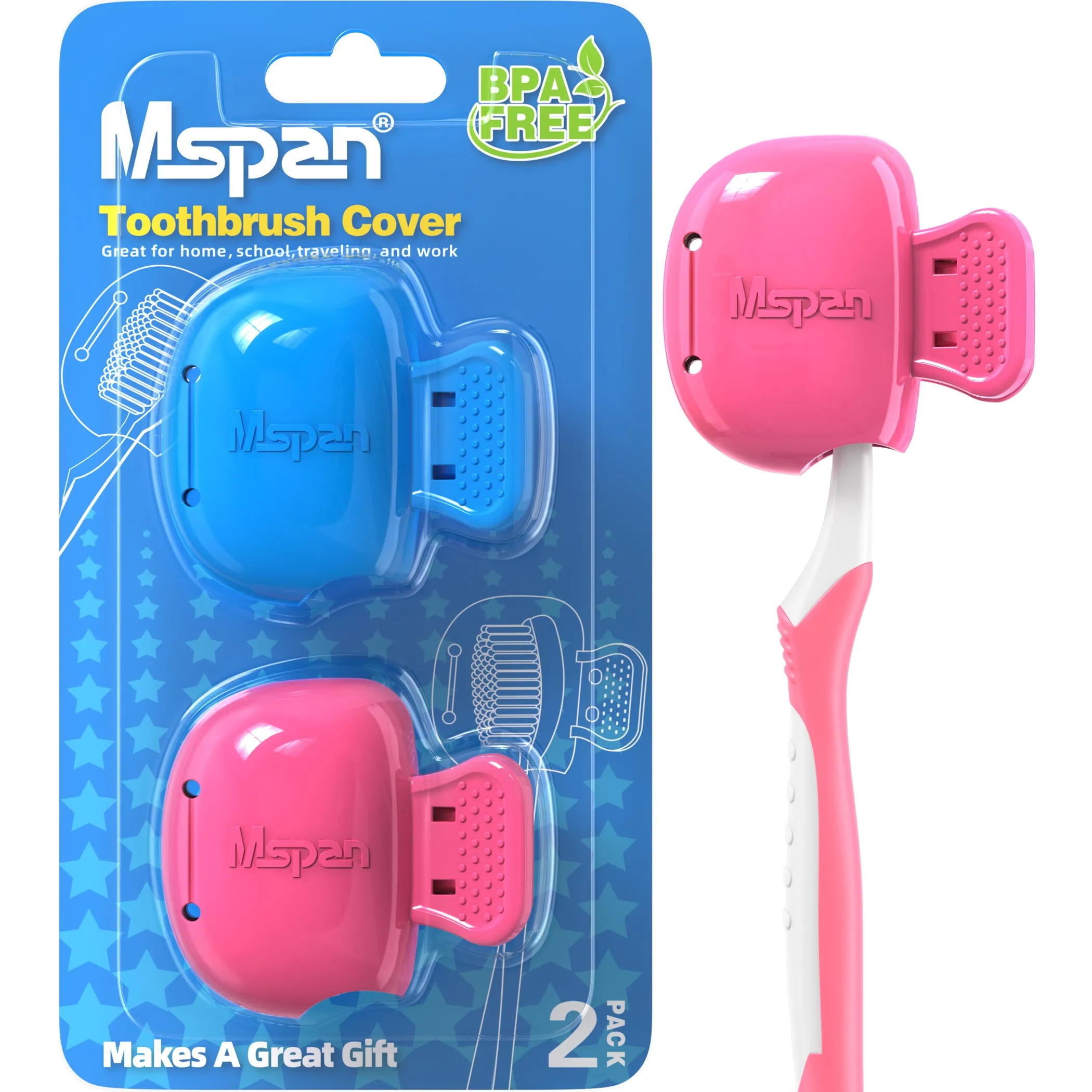 Mspan Toothbrush Head Cover Cap - 2 Pack