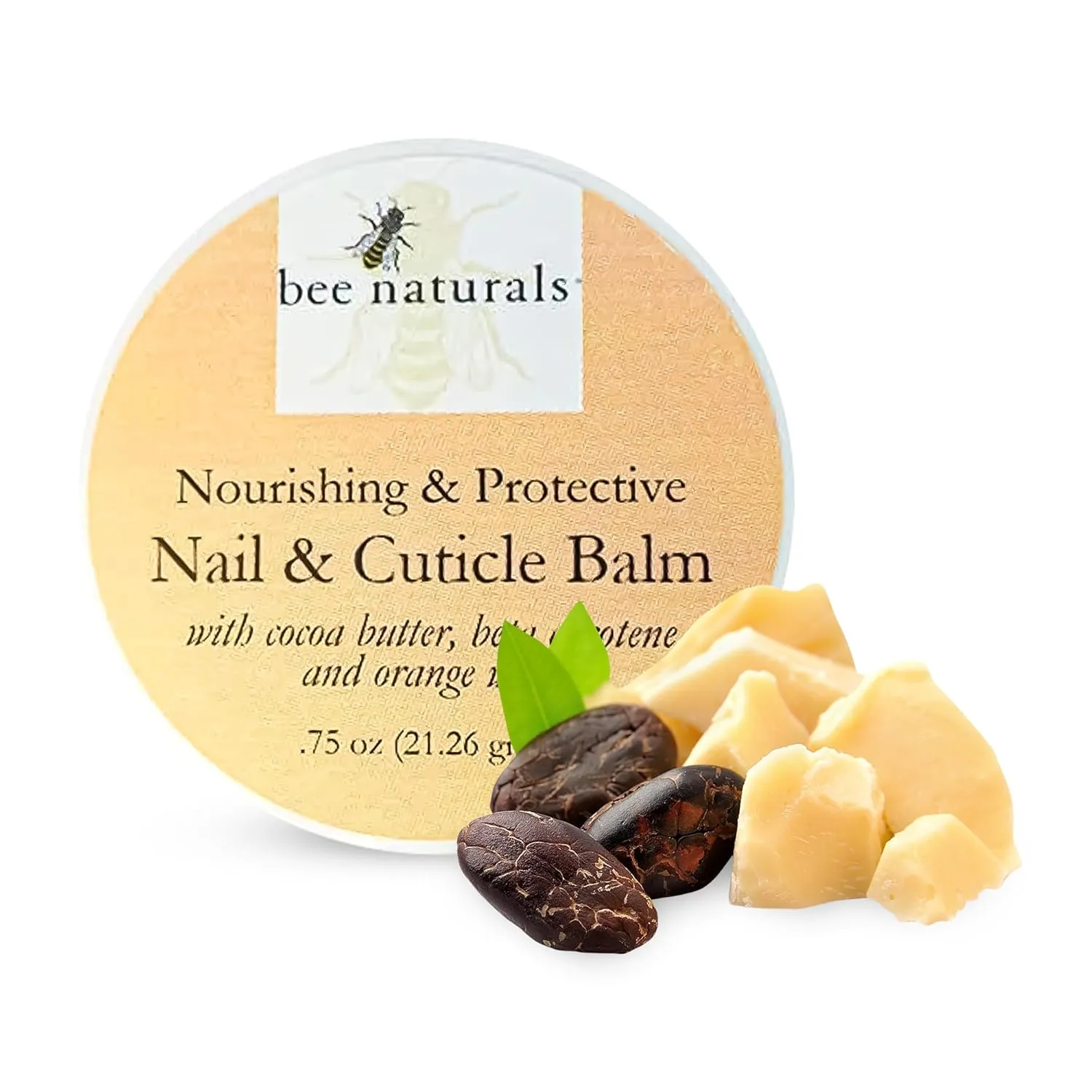 Nail & Cuticle Balm - Cocoa Butter & Beta Carotene Blend for Strong, Smooth Nails - luscious natural tangerine fragrance Shea Butter & Beeswax Cruelty-Free Nail Care