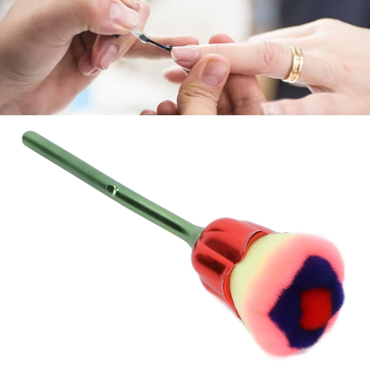 Nail Dust Brush Nail Dust, Nail Dust Brush Nail Rose Shape Elegant Nail Cleaning Dust Removal Makeup Loose Powder Blush Brush for Home Use and Nail Salon (02)