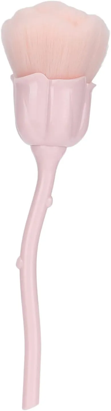 Nail Dust Brush Rose Shaped Elegant Nail Cleaning Dust Removal Brush, Nylon Fiber Hair And Soft Makeup Loose Powder Blush Brush(7.5 X 2in)(08)