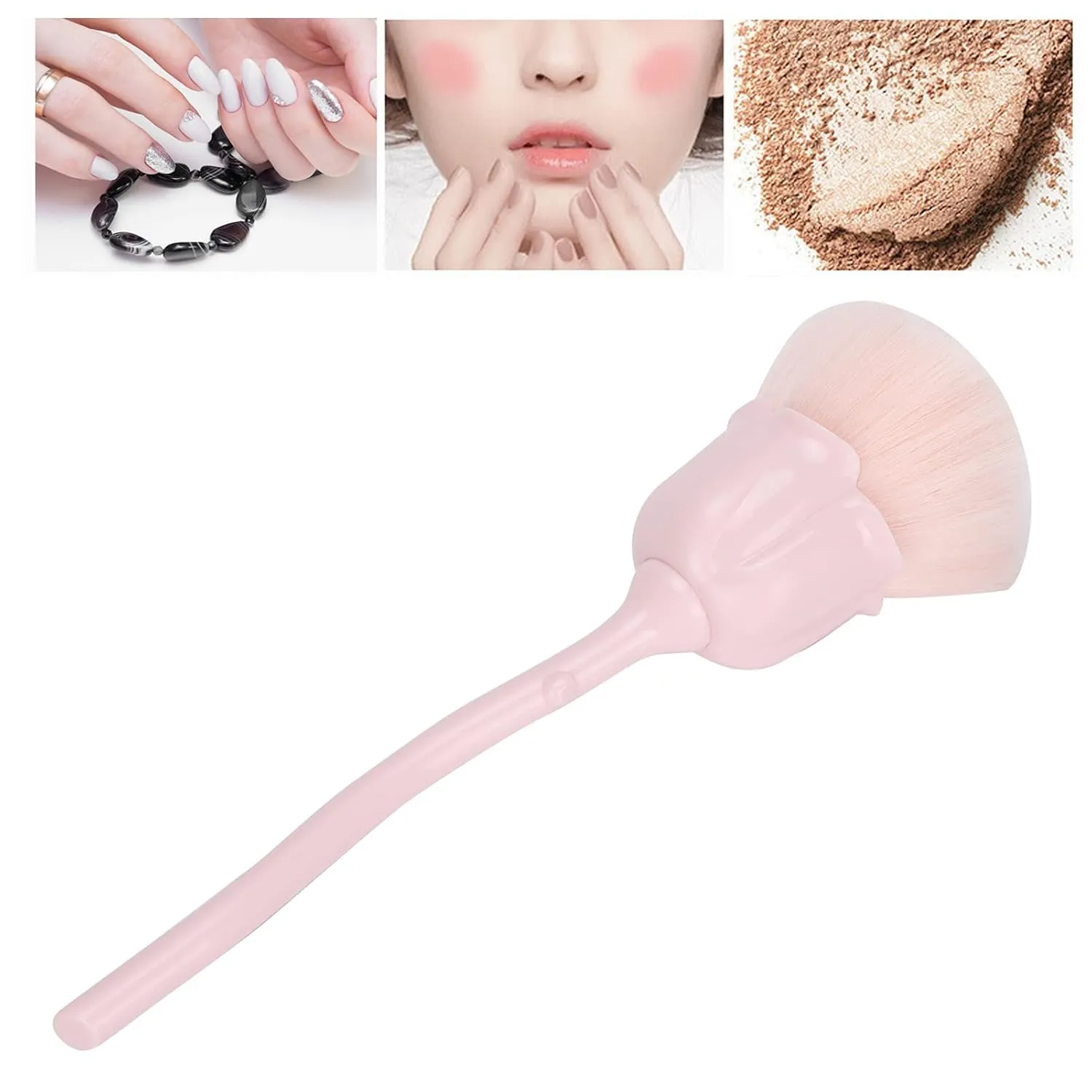 Nail Dust Brush,Rose Shaped Nail Cleansing Dust Brush,Makeup Loose Powder Brush,Acrylic Nail Brush Professional Nail DIY Design Tools for Nail Art Salon and Household(08)