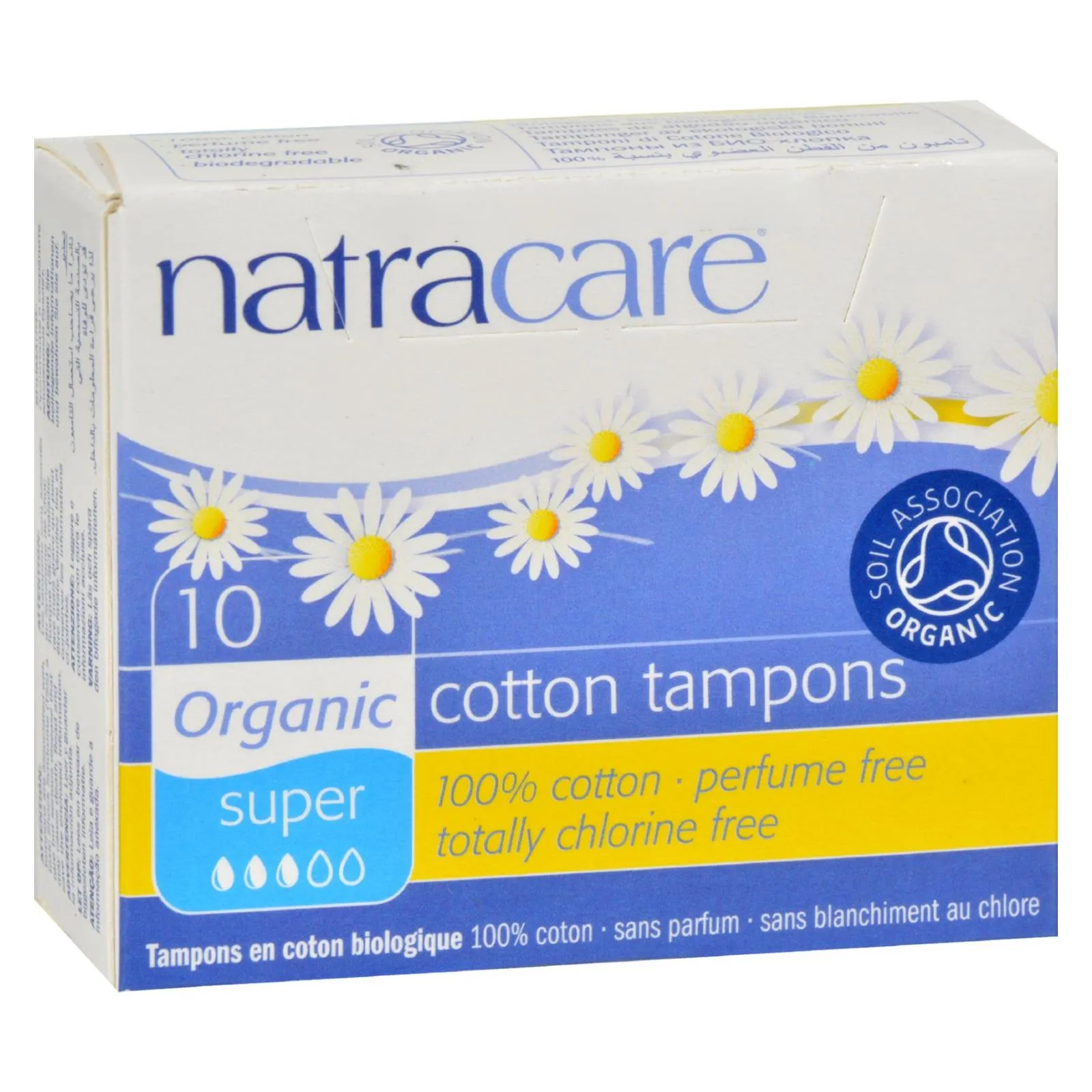 Natracare 100% Organic Cotton Super Tampons, 10 Pack
