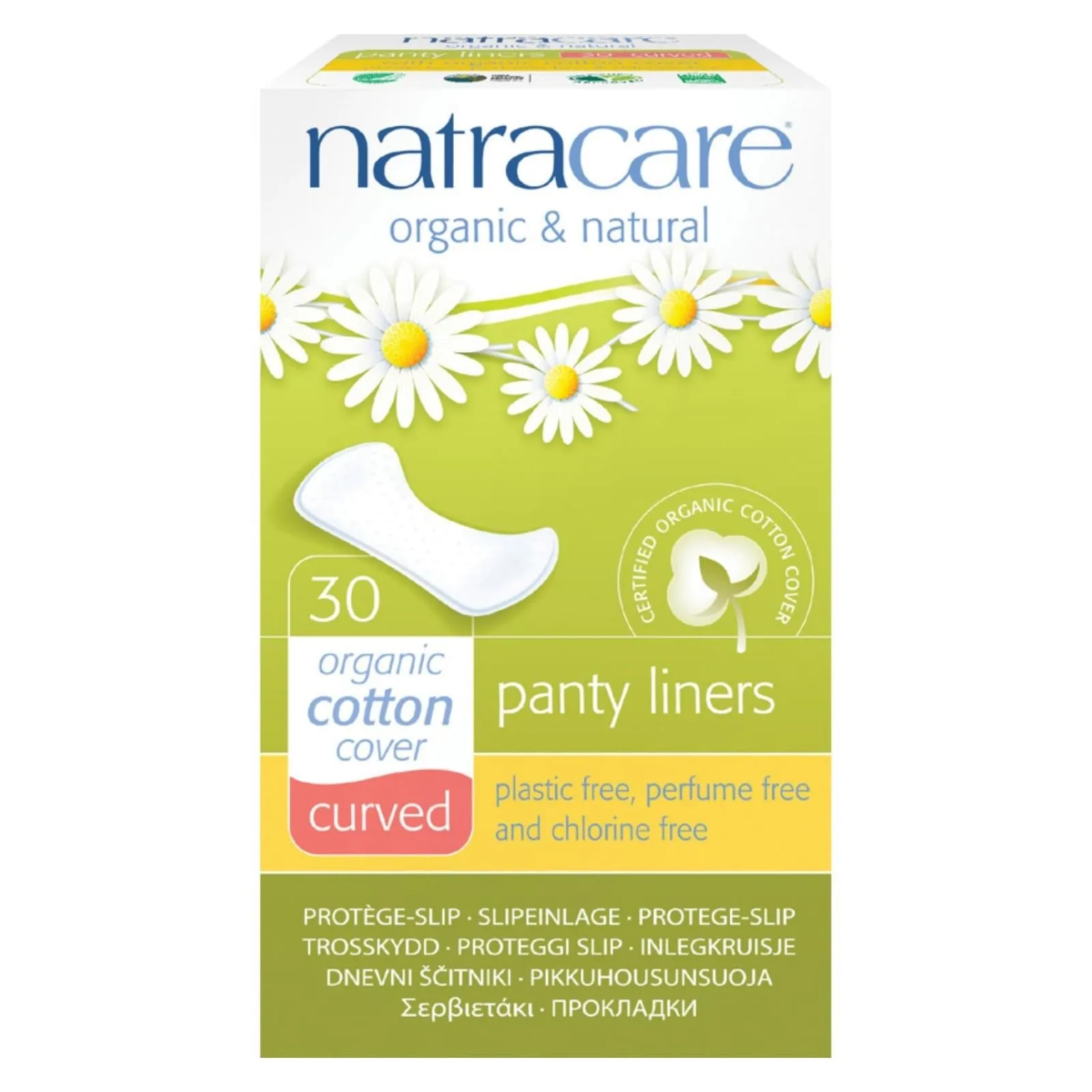 Natracare Natural Curved Panty Liners for Comfortable Daily Protection (Pack of 30)