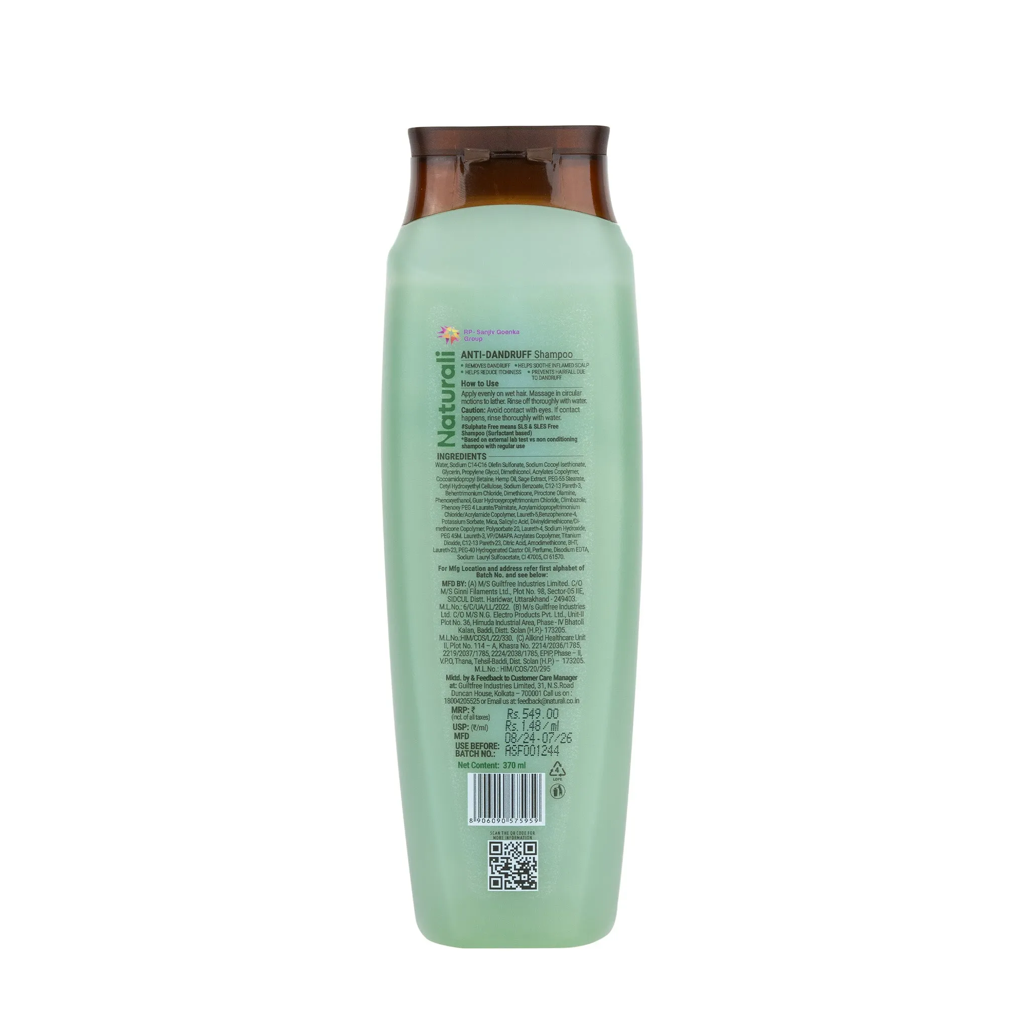 Naturali Anti-Dandruff Shampoo with Hemp, Sage & Salicylic Acid