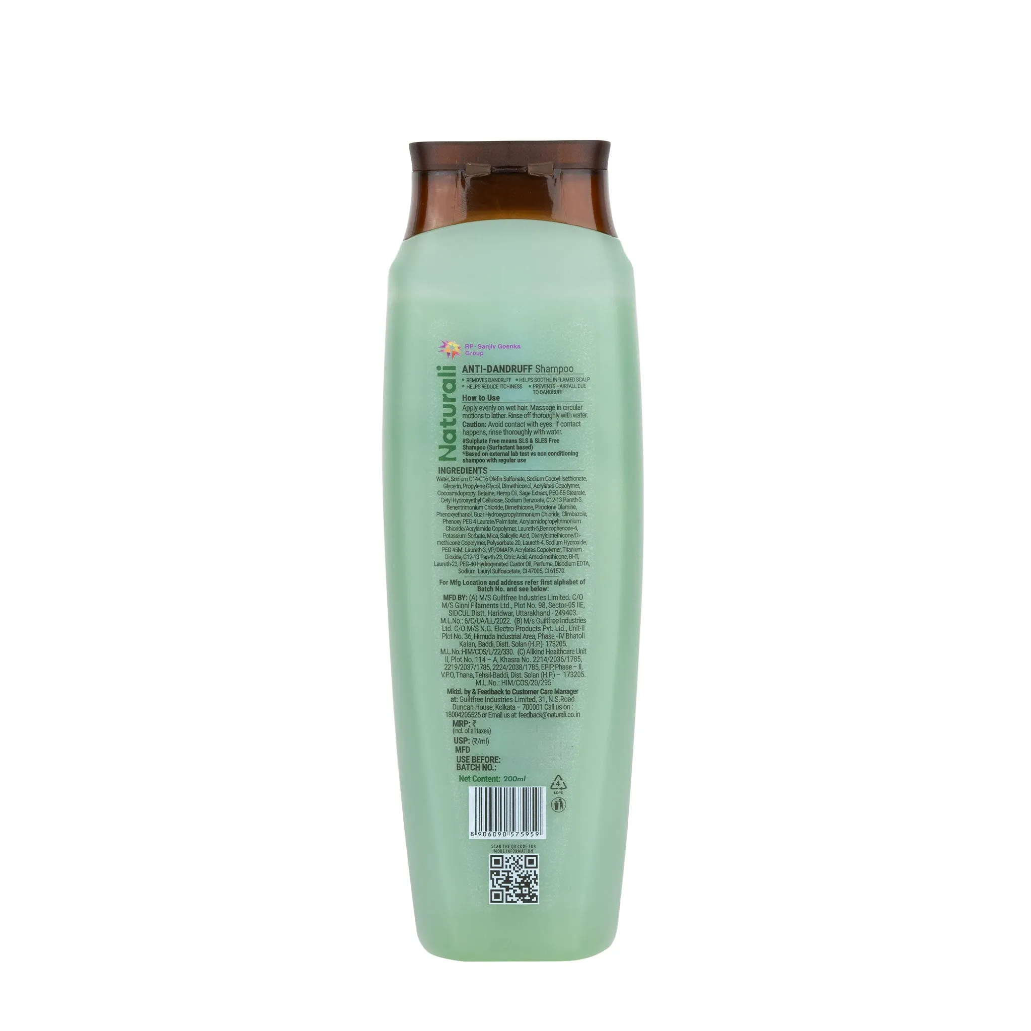 Naturali Anti-Dandruff Shampoo with Hemp, Sage & Salicylic Acid