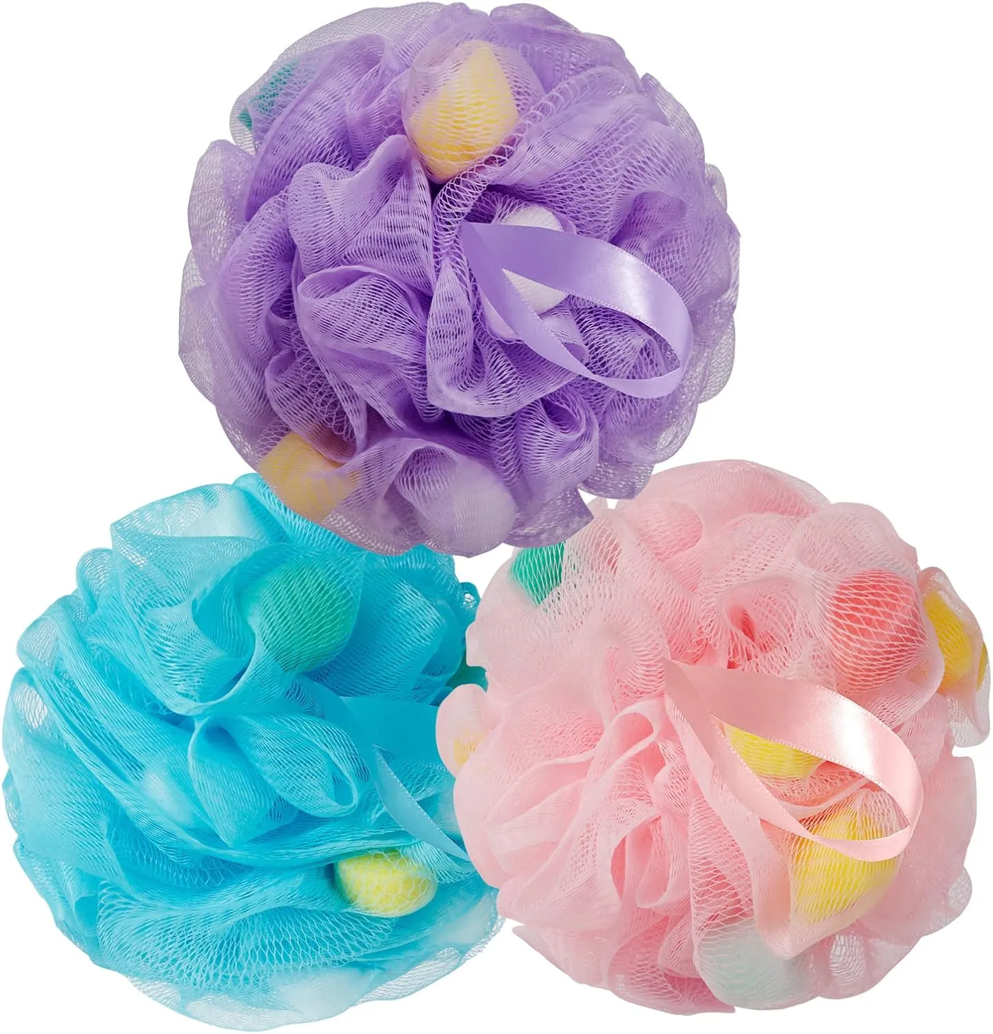 New in package! BCKENEY Bath Loofah Sponge Soft Mesh Shower Puff for Body Wash Bath Sponge Body Scrubber for Women & Men Body Exfoliator-Bathing Accessories (3Pack 40G) Retails $21 