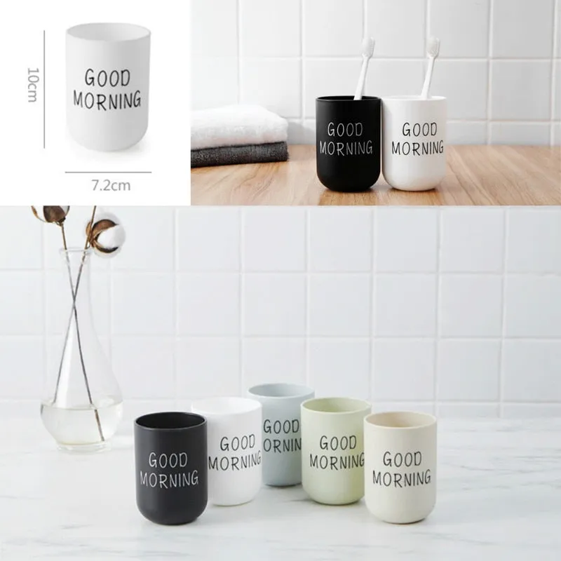 New Nordic Style Travel Portable Washing Cup Couple Bathroom Sets Plastic Good Morning Toothbrush Holder Storage Organizer Cup