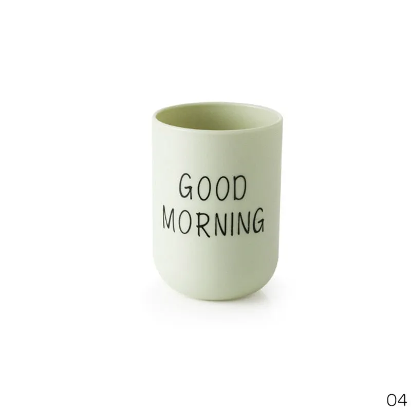 New Nordic Style Travel Portable Washing Cup Couple Bathroom Sets Plastic Good Morning Toothbrush Holder Storage Organizer Cup
