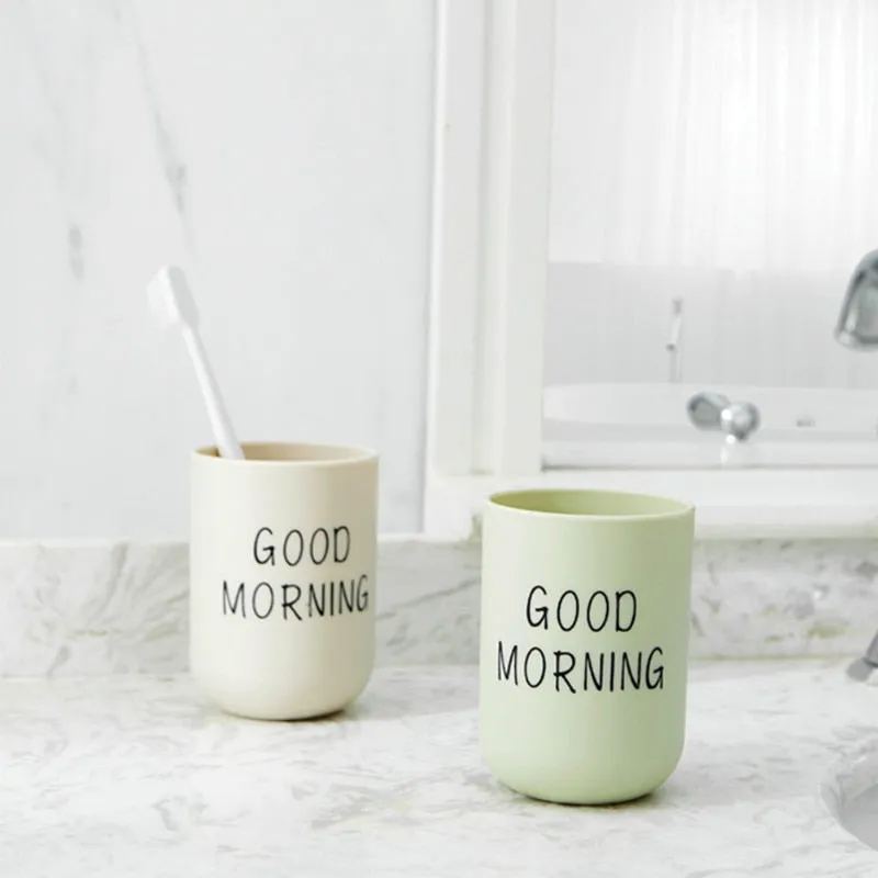 New Nordic Style Travel Portable Washing Cup Couple Bathroom Sets Plastic Good Morning Toothbrush Holder Storage Organizer Cup