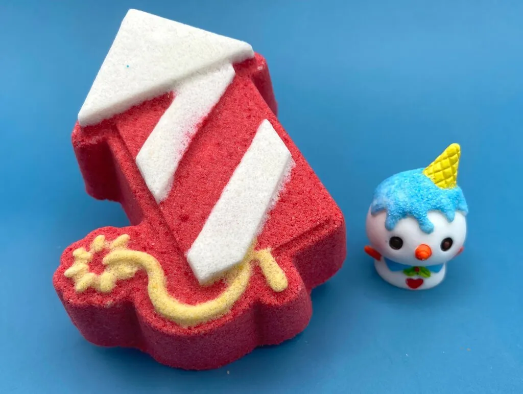 New Year's Fireworks Bath Bomb with Surprise Snowman Toy Inside