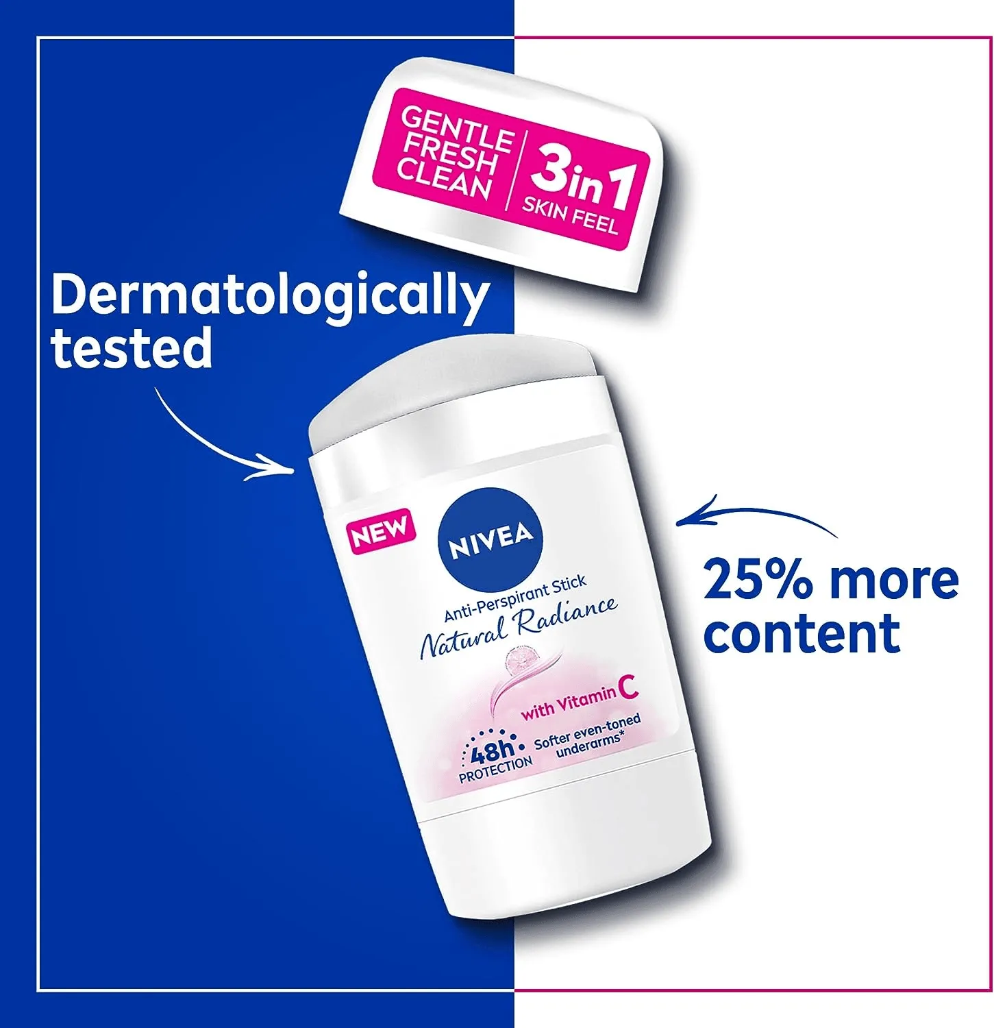 Nivea Natural Radiance 3 In 1 Antiperspirant Stick – 50ml