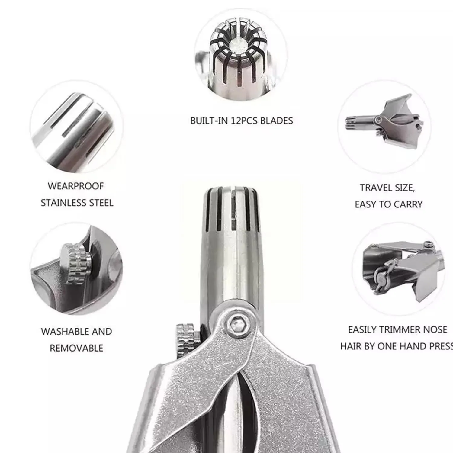 Nose Hair Clipper Stainless Steel with Brush (1 Pc)