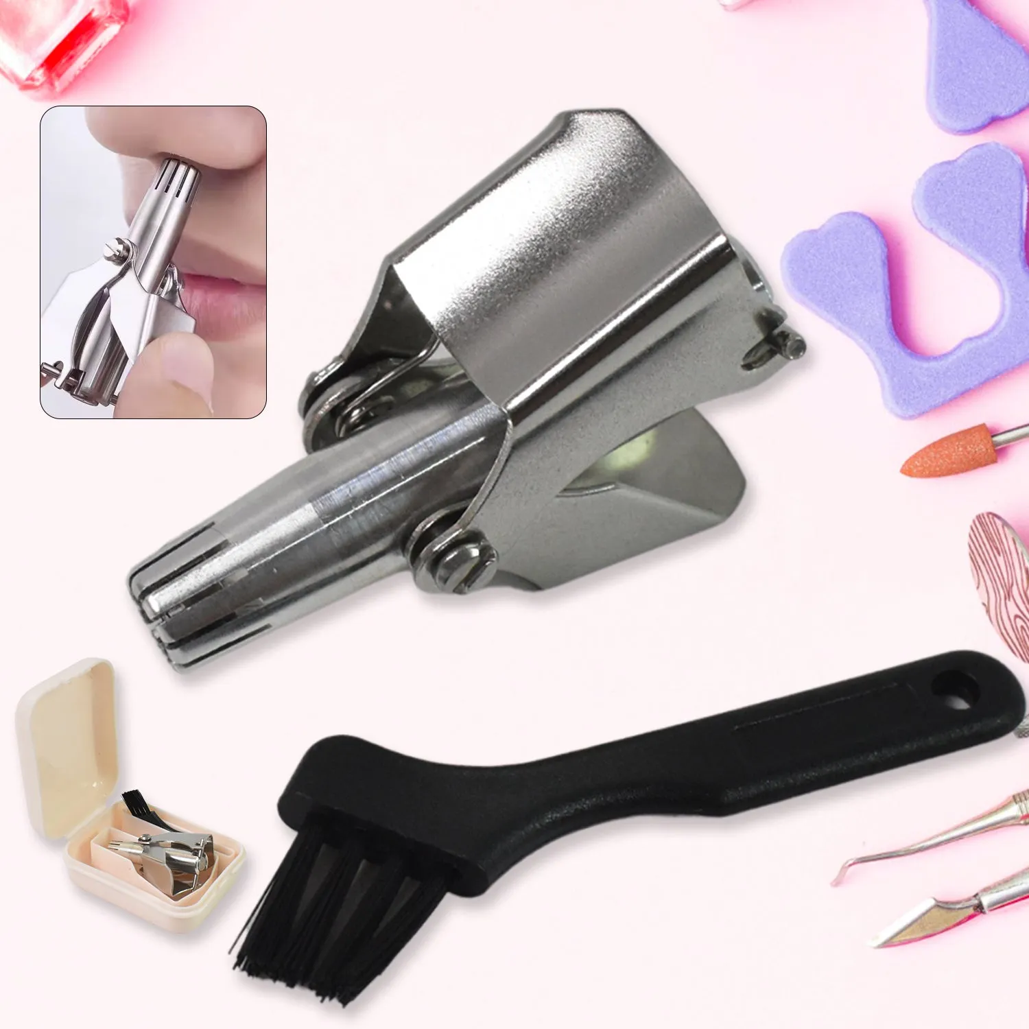 Nose Hair Clipper Stainless Steel with Brush (1 Pc)