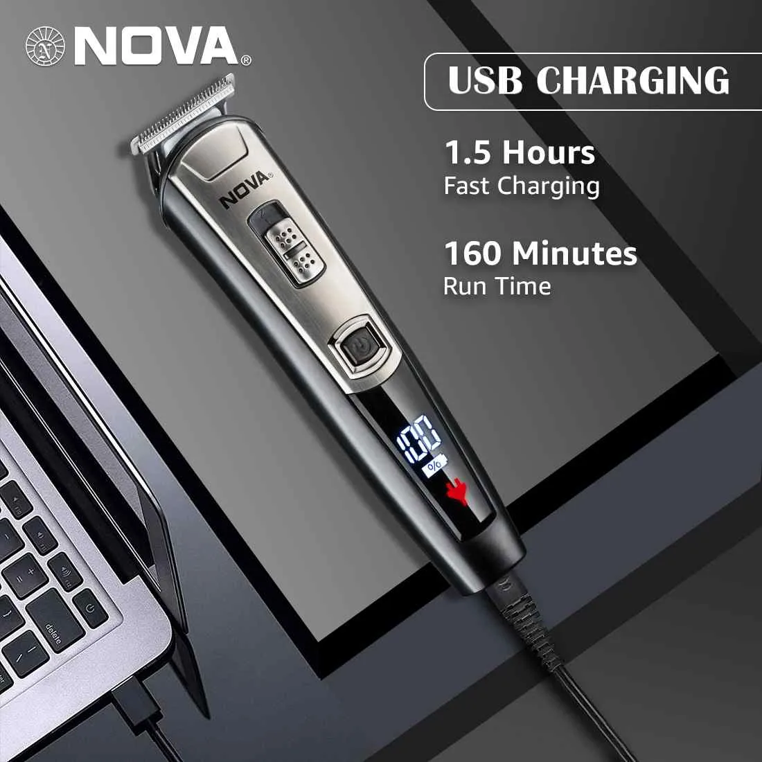 Nova NG 1153 Digital USB Runtime: 160 Mins Grooming Trimmer for Men