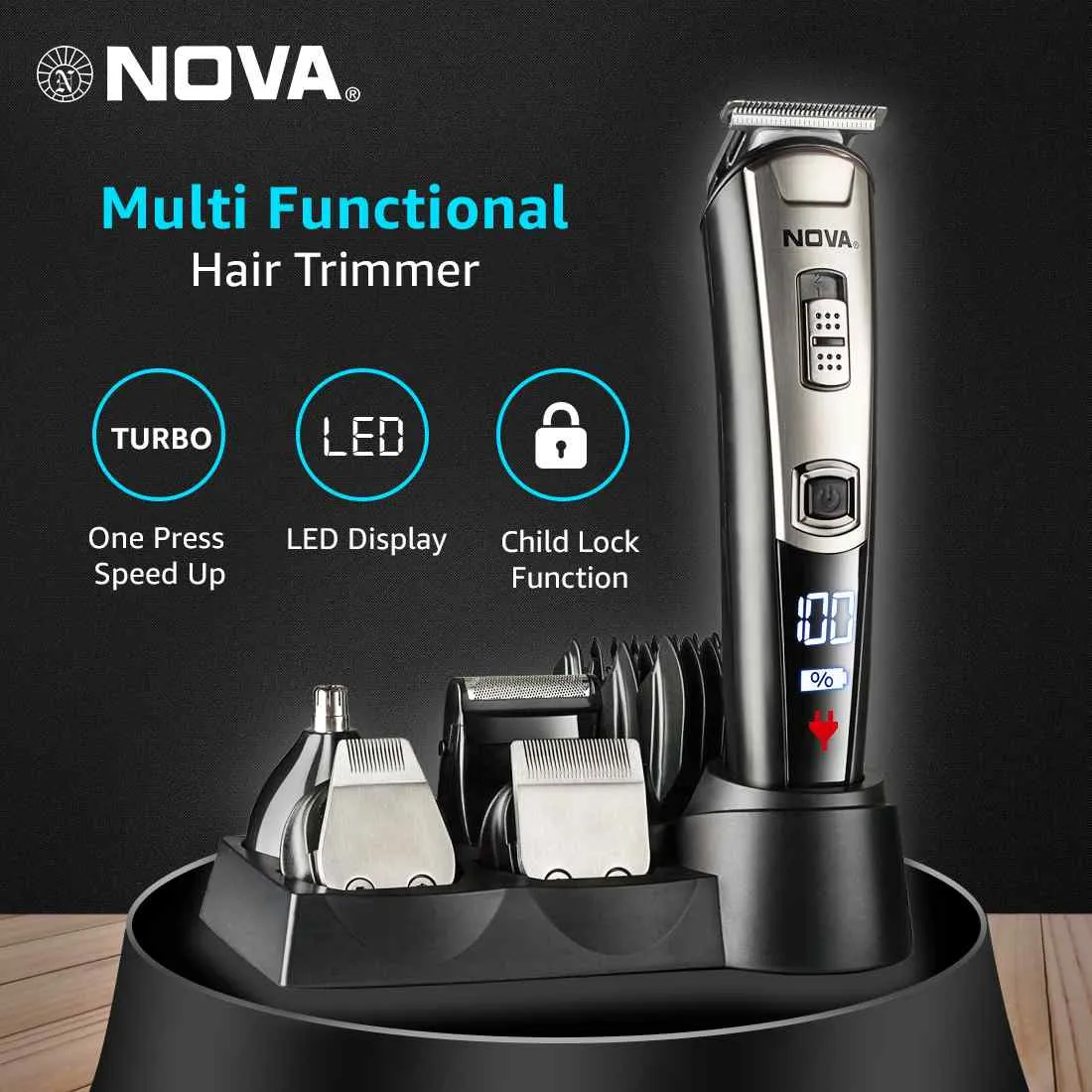 Nova NG 1153 Digital USB Runtime: 160 Mins Grooming Trimmer for Men