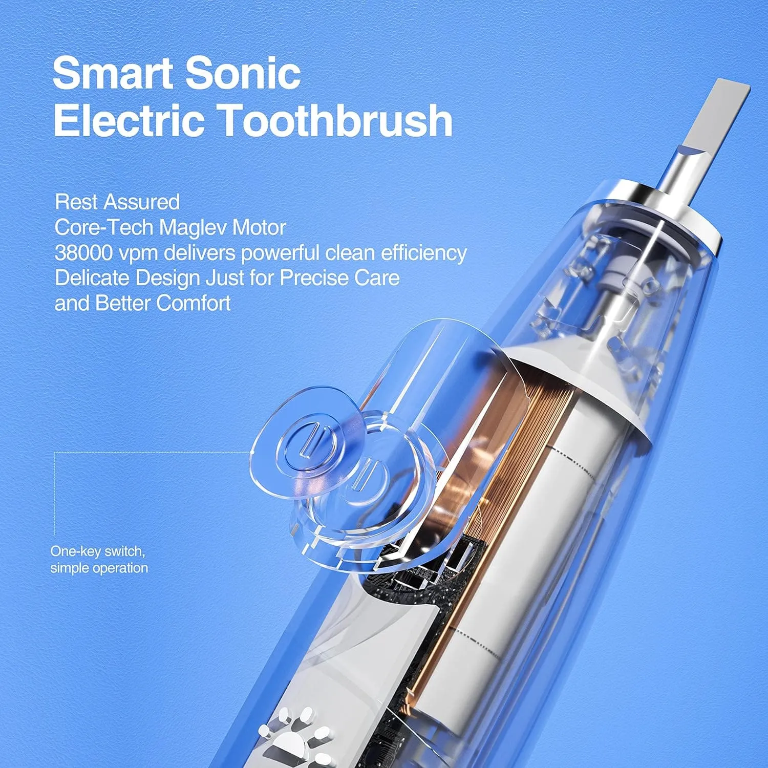 Oclean Flow, Sonic Electric Toothbrush, 5 Modes with Whitening, 180 Days Battery Life, 2 Min Timer & 30s Reminder, IPX7 – Blue