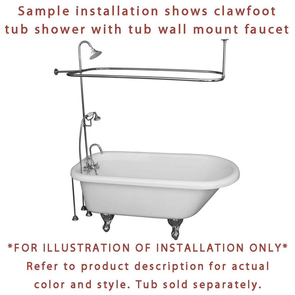 Oil Rubbed Bronze Clawfoot Tub Faucet Shower Kit with Enclosure Curtain Rod 463T5CTS