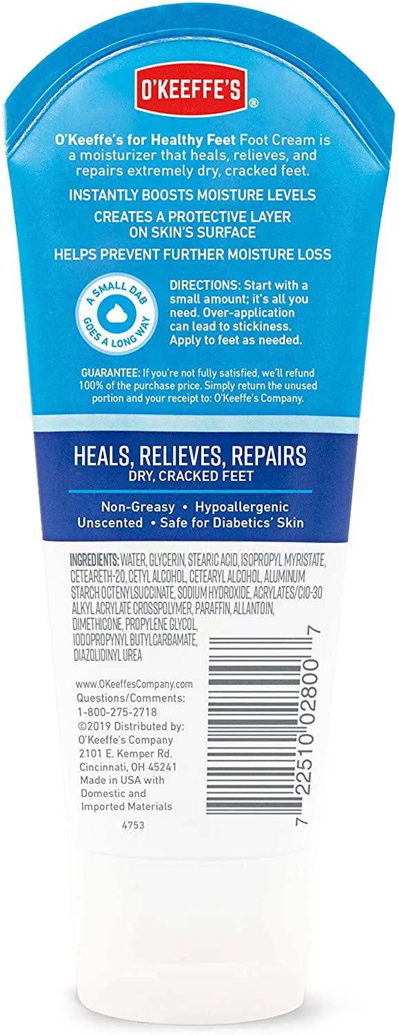O'Keeffe's Healthy Feet Foot Cream Tube, 3 Ounce