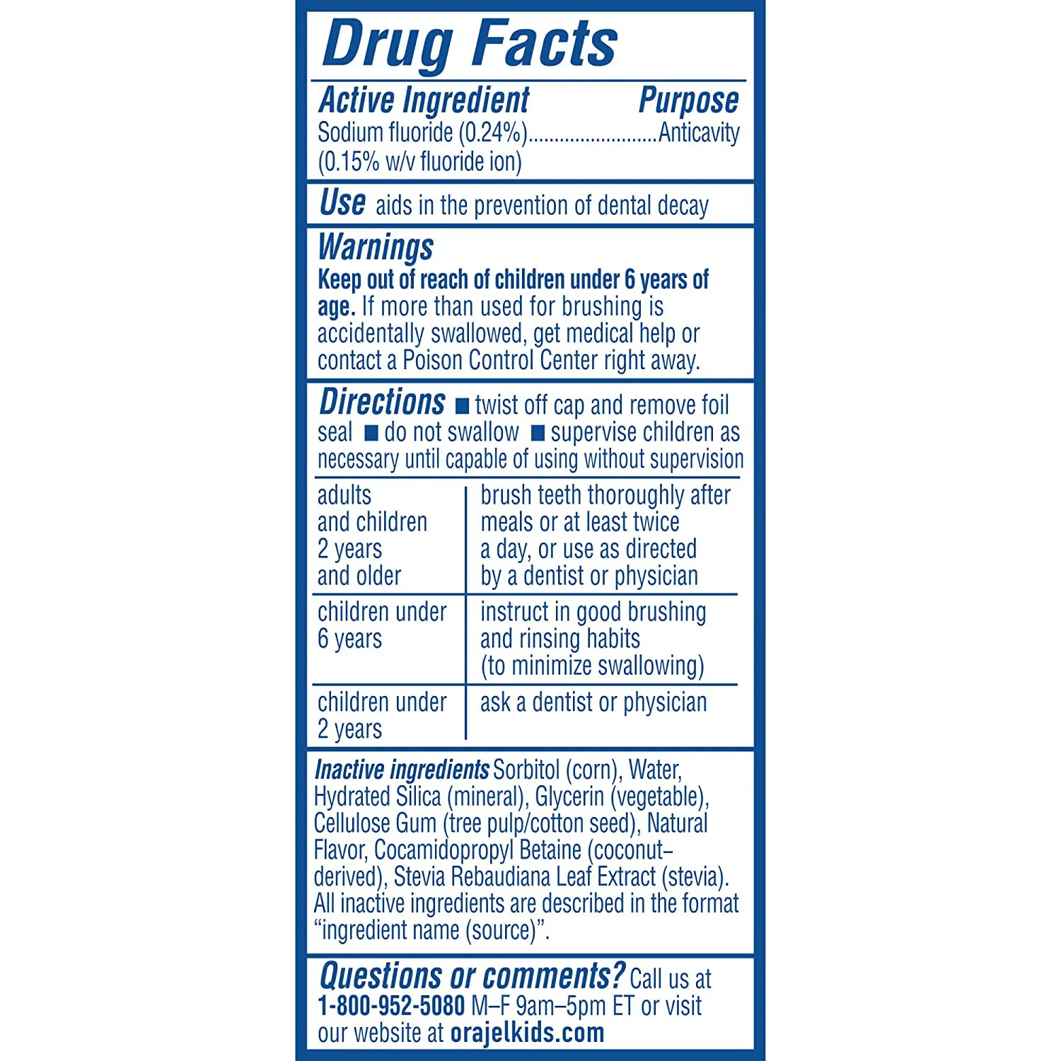 Orajel Kids Paw Patrol Anti-Cavity Fluoride Toothpaste, Natural Fruity Bubble Flavor, 4.2Oz Tube