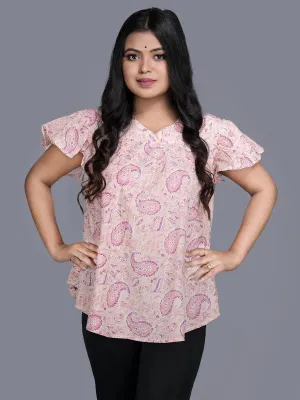 Orchid Pink Printed Cotton Top
