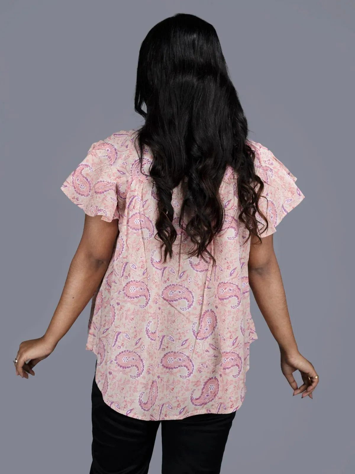 Orchid Pink Printed Cotton Top