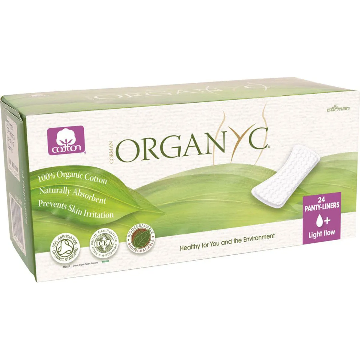 Organyc Organic Cotton Light Flow Flat Panty-Liners x 24 Pack