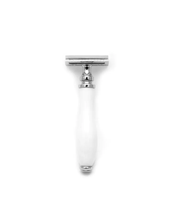 Parker - 111W Safety Razor, 3 piece, White Resin Handle
