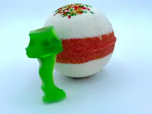 Peppermint Bath Bomb with Christmas Story Leg Lamp Soap Inside