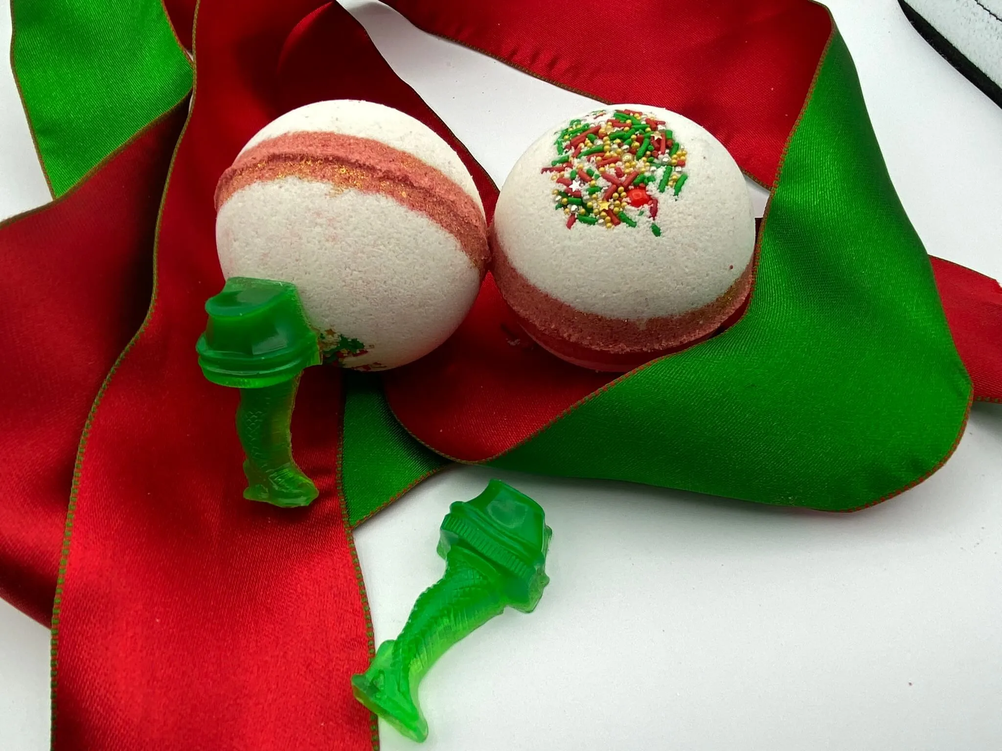 Peppermint Bath Bomb with Christmas Story Leg Lamp Soap Inside
