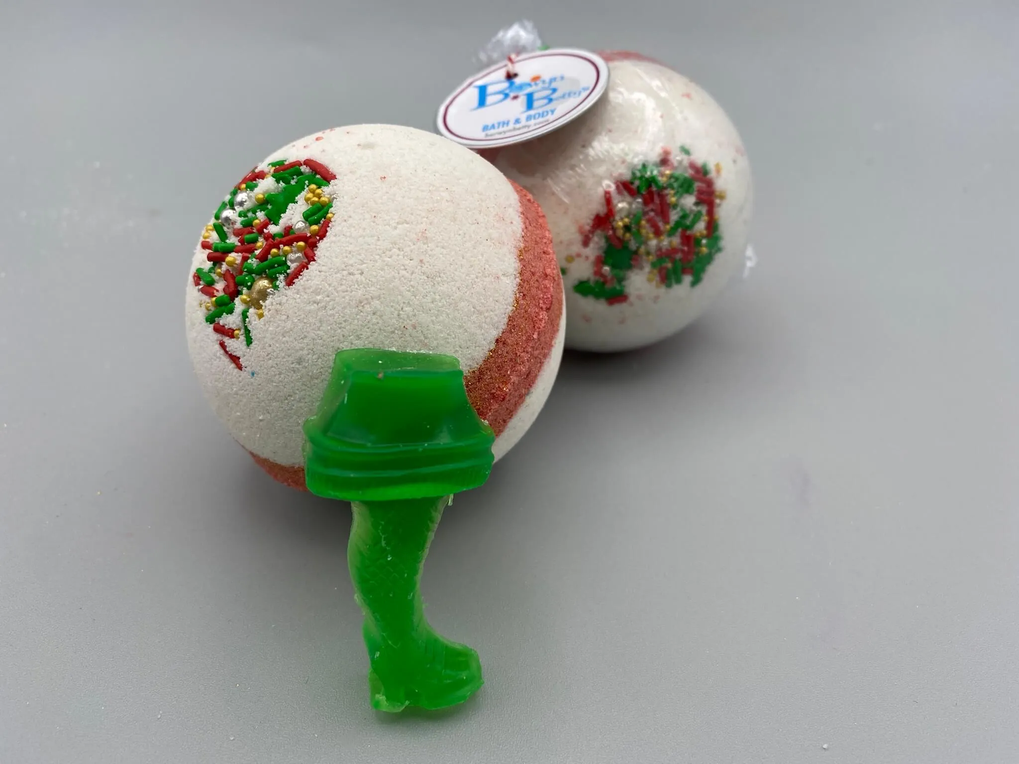 Peppermint Bath Bomb with Christmas Story Leg Lamp Soap Inside