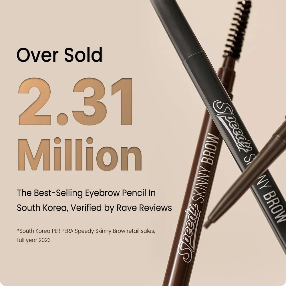 PERIPERA Speedy Skinny Brow (06 Cool Gray),1.5mm Precise Eyebrow Pencil, Dual-Sided Fine Tip Shades, Define Fills Brow Make up, K Beauty, Korean Make-up