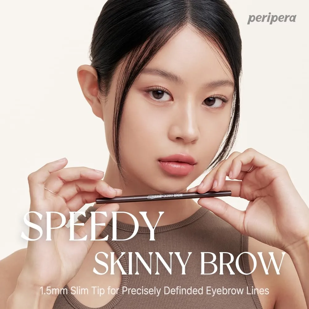 PERIPERA Speedy Skinny Brow (06 Cool Gray),1.5mm Precise Eyebrow Pencil, Dual-Sided Fine Tip Shades, Define Fills Brow Make up, K Beauty, Korean Make-up