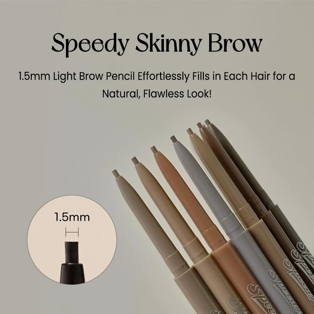 PERIPERA Speedy Skinny Brow (06 Cool Gray),1.5mm Precise Eyebrow Pencil, Dual-Sided Fine Tip Shades, Define Fills Brow Make up, K Beauty, Korean Make-up
