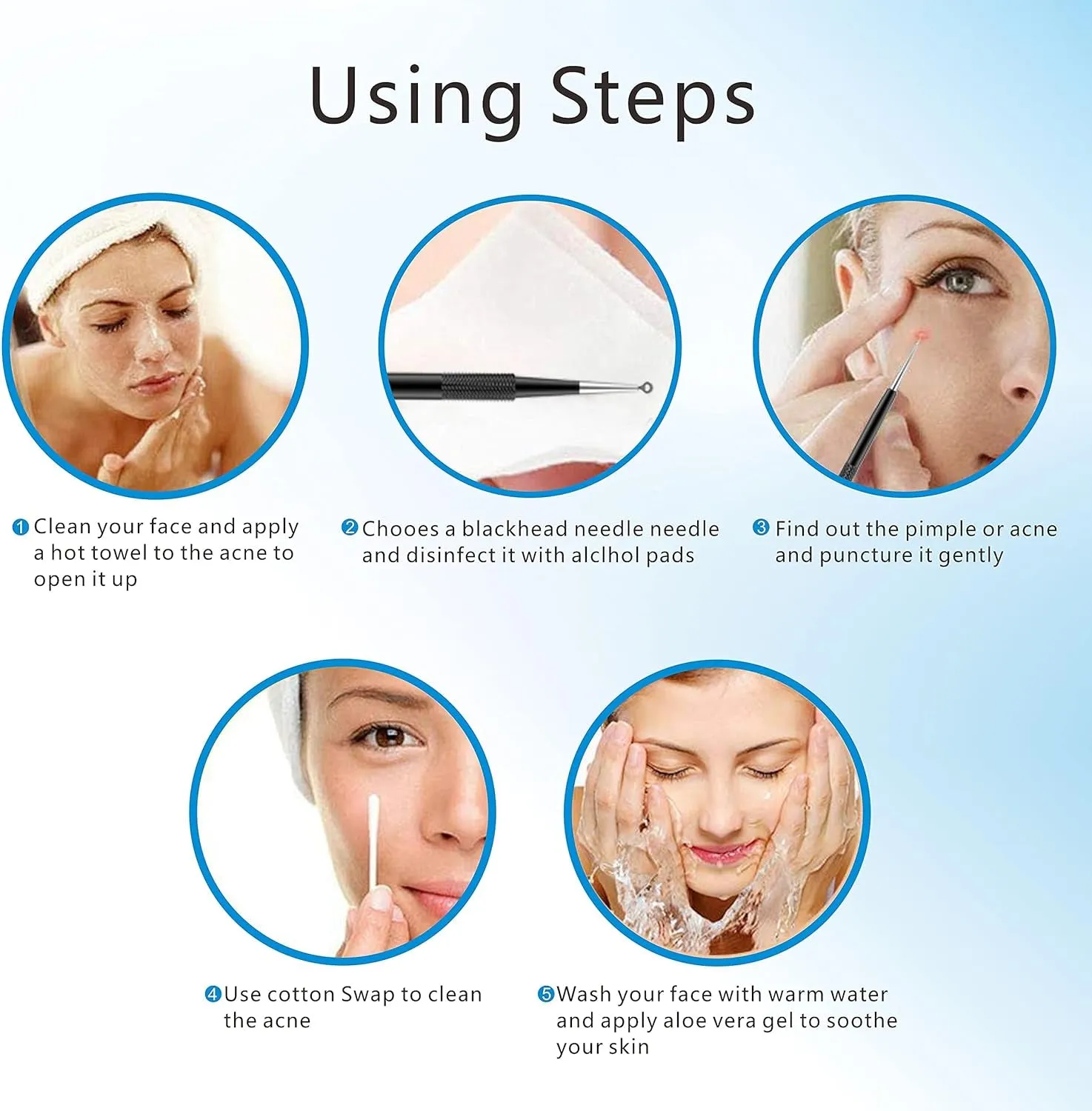 Pimple Popper Tool Kit 11 Pcs,  Blackhead Remover Pimple Extractor Tools with Metal Case for Quick and Easy Removal of Blackheads,Pimples,Whiteheads,Zit Popper,Forehead,Facial and Nose (Black)