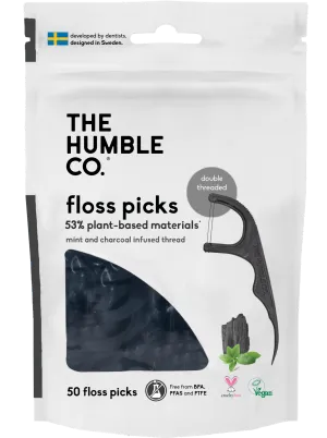 Plant-based Floss Picks - Charcoal (50 pcs)