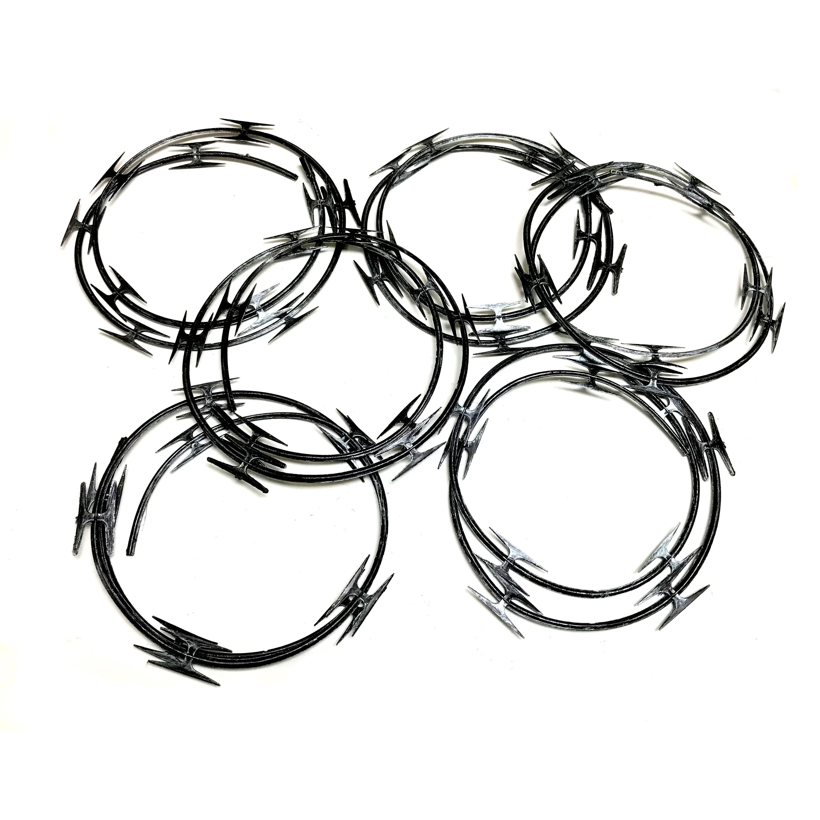 Plastic Coiled Imitation Metal Razor Wire 20ft - BLACK